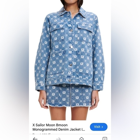 Rare Maje X Sailor Moon Bmoon Monogram Denim Jacket Size 40 - Picture 2 of 10